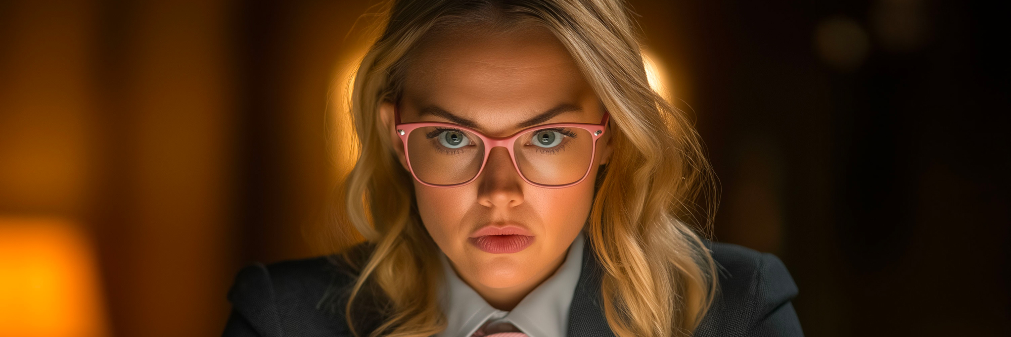 femme en costume gris assise derrière un écran d'ordinateur