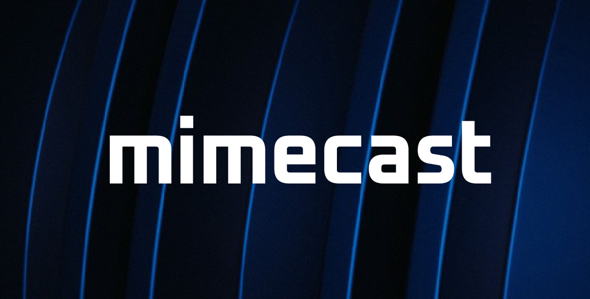 logo Mimecast sur un fond abstrait stylisé bleu nuit