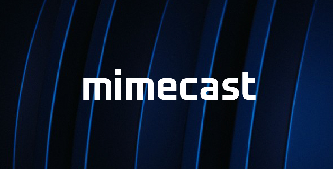 logo Mimecast sur un fond abstrait stylisé bleu