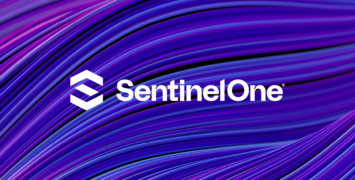 logo SentinelOne sur un fond abstrait stylisé violet