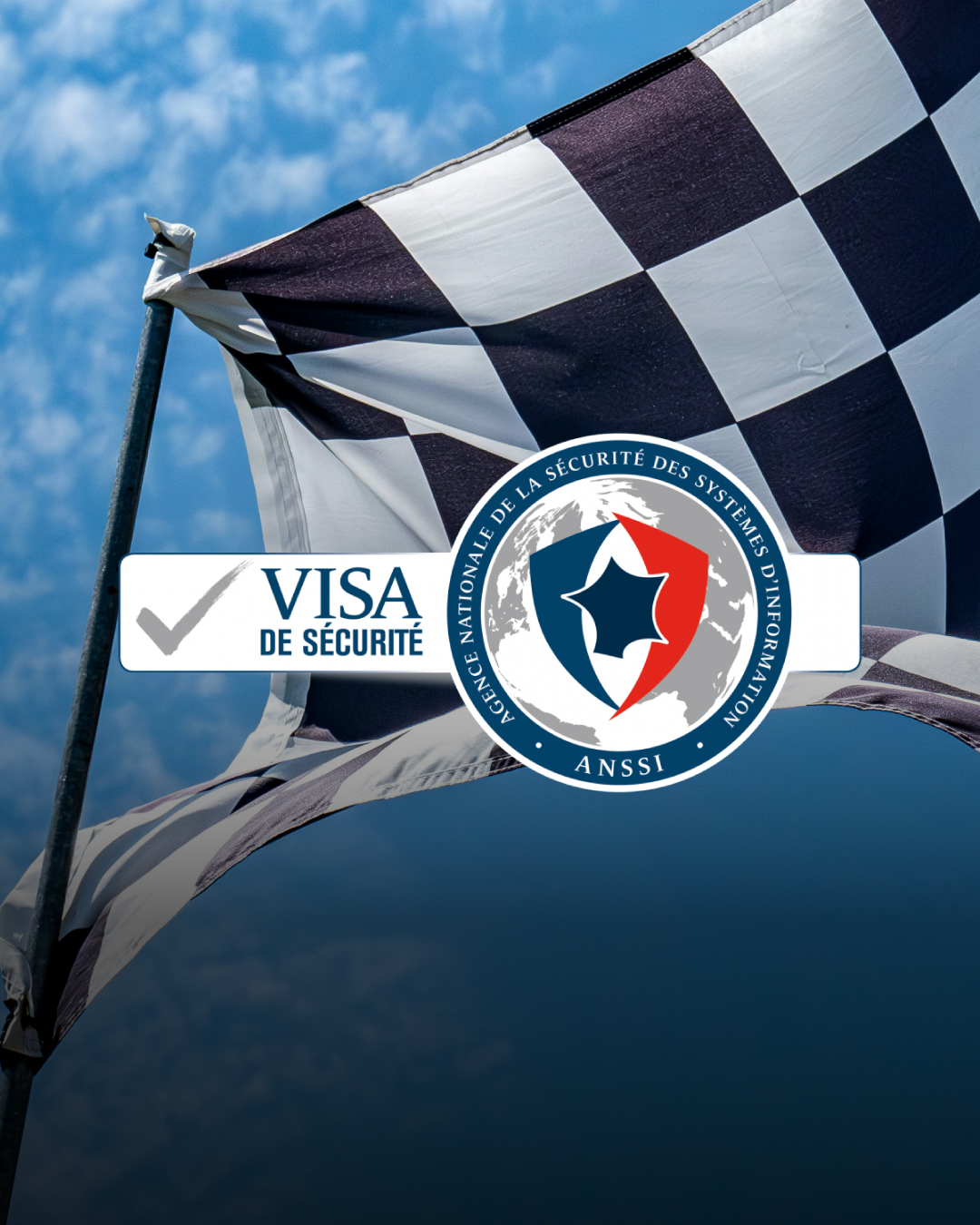 drapeau à damier qui flotte