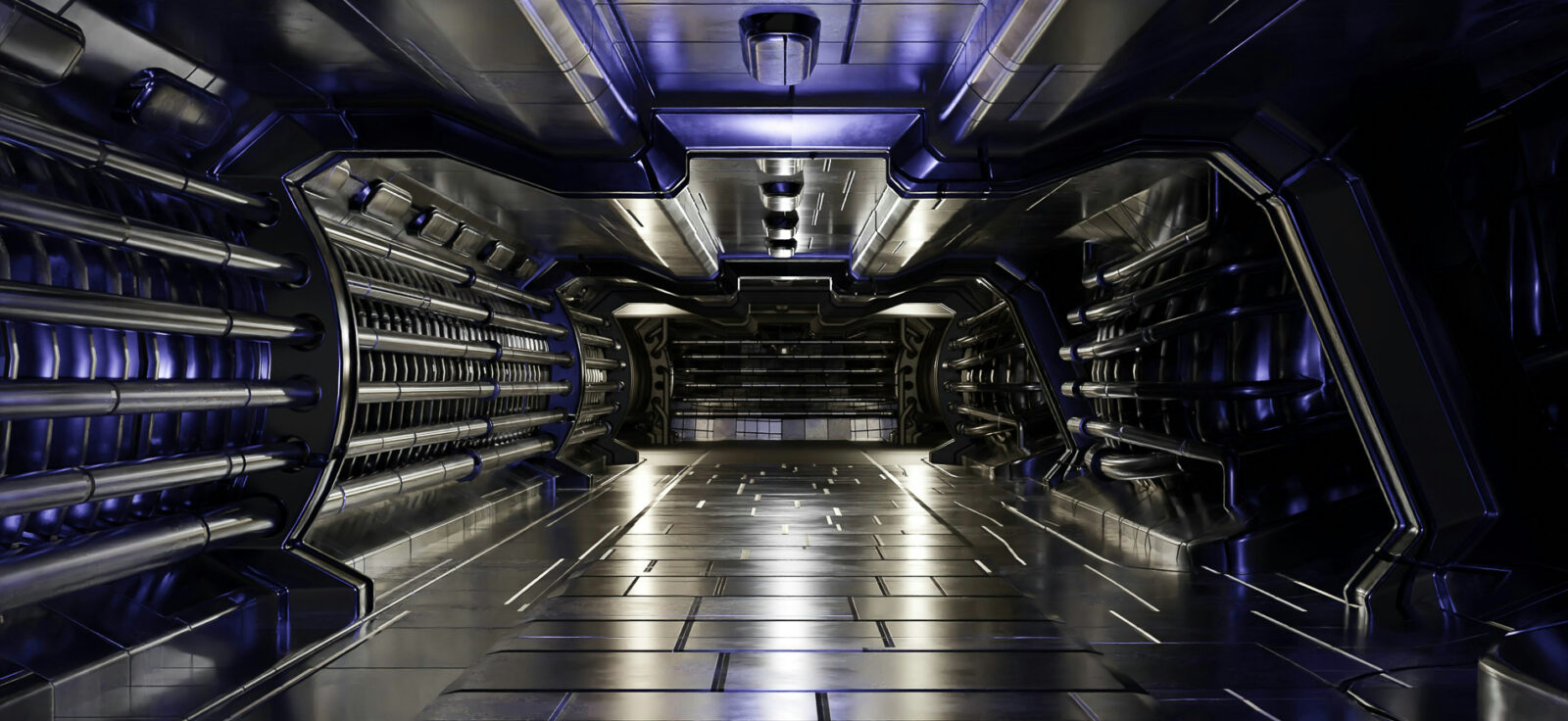 Couloir d'un vaisseau futuriste